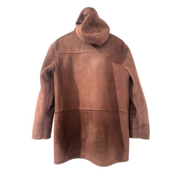Vintage Ralph Lauren Faux Shearling Duffle Coat Women Small Brown Hooded Western - Picture 3 of 16